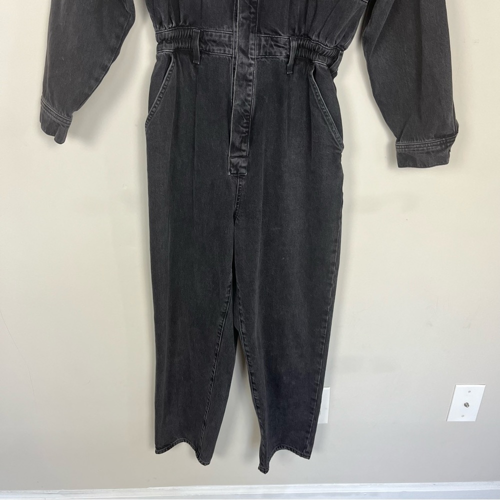AGOLDE VIANKA DENIM UTILITY BUTTON UP JUMPSUIT LONG SLEEVE IN BLACK SIZE 10 - Picture 9 of 16